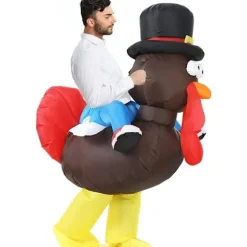 Oppustelig Tyrkiet Kostume - Thanksgiving Party Sjove Tyrkiet Dragter Blæses op - Kostumer Voksen Black