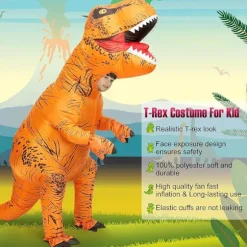 Oppusteligt Dinosaurkostume, Halloween Cosplay, Udklædningskostume til Børn & Voksne, Grøn/Orange/Lilla kids orange.SA