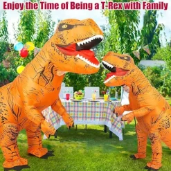 Oppusteligt Dinosaurkostume, Halloween Cosplay, Udklædningskostume til Børn & Voksne, Grøn/Orange/Lilla kids orange.SA