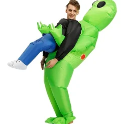 Oppusteligt rumvæsenkostume til børn, velegnet til Halloween, rollespil, smukt kostume, grønt 150-190cm