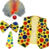 5-pak Clownskostume Sæt Clown Paryk Næse Vest Til Cheer Cosplay Fester Karnevaler Klæd Ud