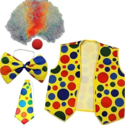 5-pak Clownskostume Sæt Clown Paryk Næse Vest Til Cheer Cosplay Fester Karnevaler Klæd Ud