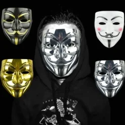 4-pak Halloween V for Vendetta Maskesæt, Anonyme masker, Fest, World Book Week, Halloween Kit