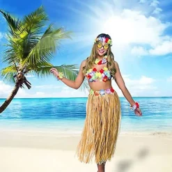 8-pak Hula Skirt Kostume Tilbehørssæt til Hawaii Luau Fest 80cm color1