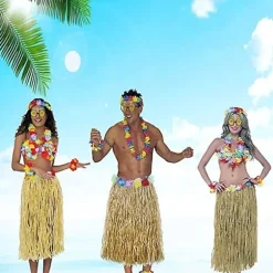 8-pak Hula Skirt Kostume Tilbehørssæt til Hawaii Luau Fest 80cm color1
