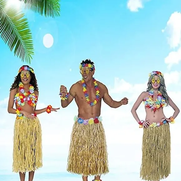 8-pak Hula Skirt Kostume Tilbehørssæt til Hawaii Luau Fest 80cm color1