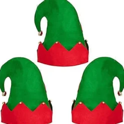 3-pak Julemandens Elf Filt Hatte - Juleferie Party Kostume Gave Tilbehør