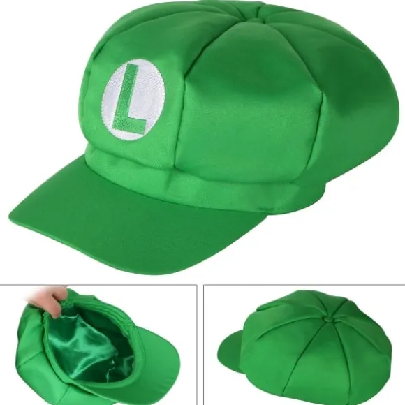 2-pak Mario og Luigi hatte Røde og grønne caps med videospiltema