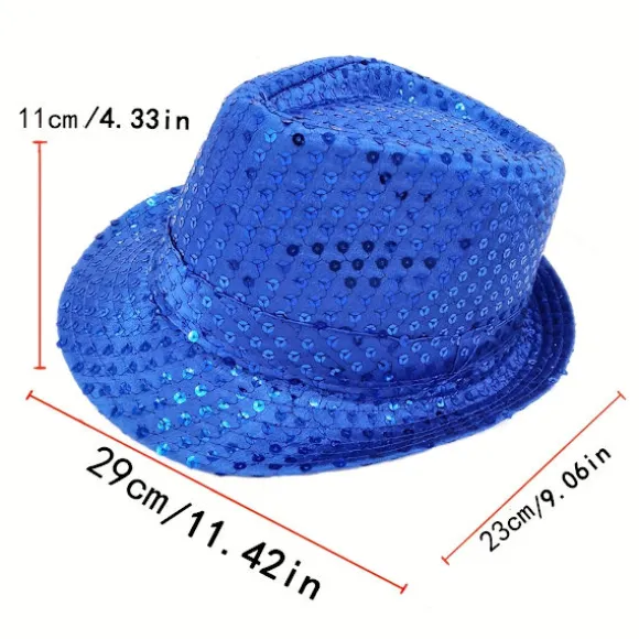 4-pak pailletkasket Unisex Western Dance Jazz Hat Glitrende Disco Hat til Halloween-fest 4Pcs
