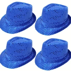 4-pak pailletkasket Unisex Western Dance Jazz Hat Glitrende Disco Hat til Halloween-fest 4Pcs