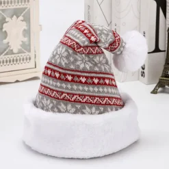 2-pak Voksen Julemandshuer, Strikket Uldforstærket Julehat, Plysj Hat, Juledekoration