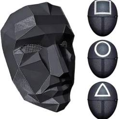 2-pakke - Squid Game Maske / Ansigtsmaske - Cosplay Sort Firkant Sort{FY} Black Square