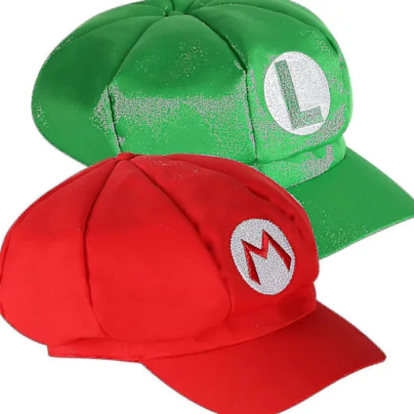 Pakke med 2 Mario og Luigi Hatte Røde og Grønne Videospil Tema Kasketter_v (FMY)