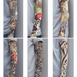 Pakke med 6 tatoveringsærmer, armtatoveringsærmer, midlertidige tatoveringer, tatoveringsarmbeskyttere, solbeskyttelse, armstrømper