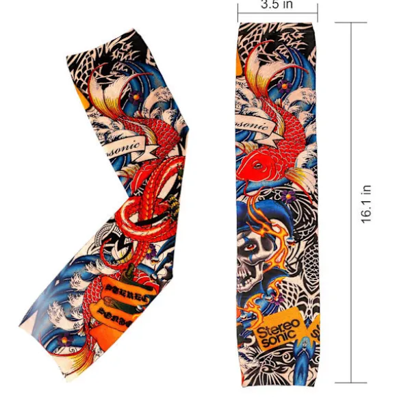 Pakke med 9 tatoveringsærmer Tatoveringsarmstrømpe Armtatoveringsstrømpe Unisex Nylon Midlertidige Tatoveringer Arm Tilfældig Stil