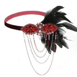 Pandebånd i 1920'er flapperstil - 20'er Great Gatsby-hårbånd - Sort fjerpandebånd - 1920'er flapper Gatsby-hårtilbehør