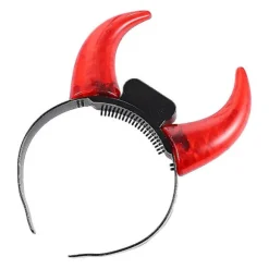 Pandebånd med ansigtshorn, lette horn, gotisk antilopehorn, LED-horn Red 21.00X16.00X3.00CM