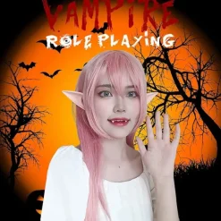 Par alvöron Latexöron spidse ører, 3 par vampyrtænder style 2[CO]