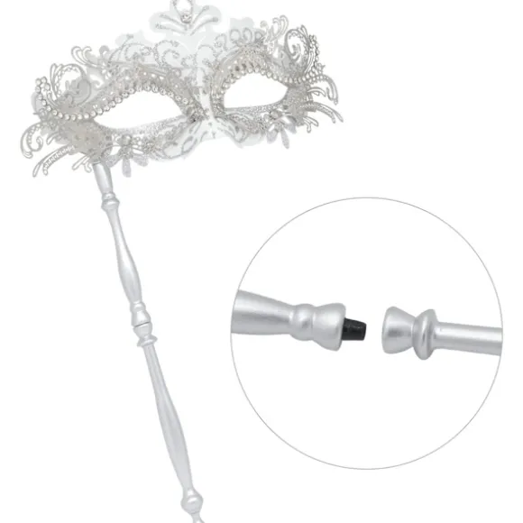 Par Maskerade Masker med Holdestang - Venetiansk Halloween Kostume