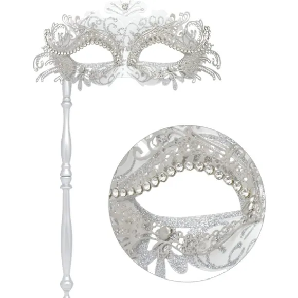 Par Maskerade Masker med Holdestang - Venetiansk Halloween Kostume