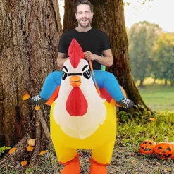 Paris_latable Hane Kostume til Voksne - latable Kyllingekostume til Halloween, Påskegave