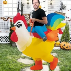 Paris_latable Hane Kostume til Voksne - latable Kyllingekostume til Halloween, Påskegave