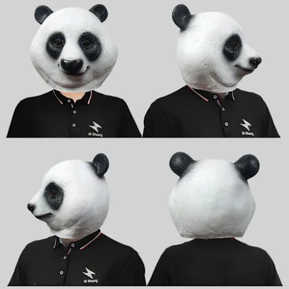 Party Halloween Kostume Party Panda Dyrehoved Latex Maske