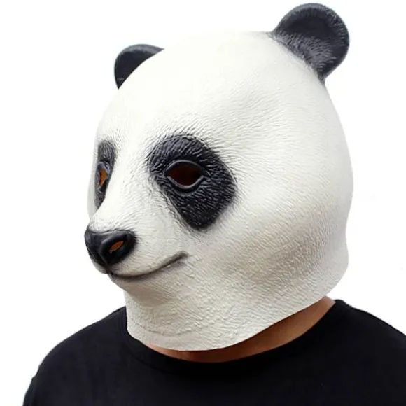 Party Halloween Kostume Party Panda Dyrehoved Latex Maske