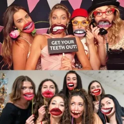 Party Photobooth Props, 20 stk sjove læbe- og mundrekvisitter, Photobooth Selfie Party Dekoration, Sjovt Foto