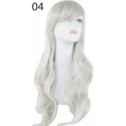 paryk Langt krøllet hår ender kostume cosplay paryk 70CM langt bølget hår sæt paryk Cos Anime paryk (Sølvgrå)