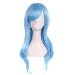 Paryk Anime lang krøllet paryk 70CM (himmelblå)