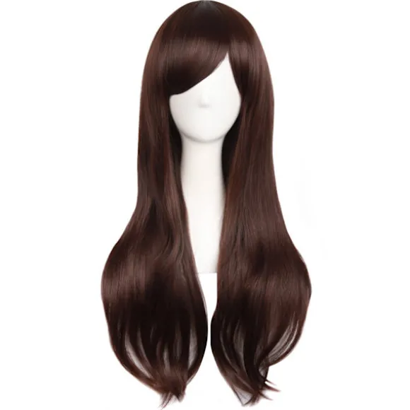 Paryk Anime lang krøllet paryk 70CM (Mørkebrun)