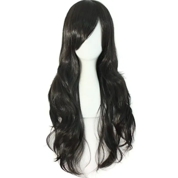 Paryk Anime lang krøllet paryk 70CM (sort)