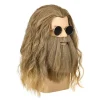 Paryk med skæg Mænds Lang Krøllet Askeblond Paryk Halloween Kostume Parykker