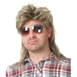 Paryk Mænd Guld Mullet 80'er Mullet Langt Syntetisk Hår
