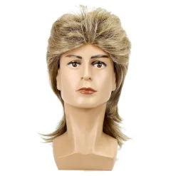 Paryk Mænd Guld Mullet 80'er Mullet Langt Syntetisk Hår