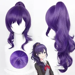 Paryk Syntetisk Hår Asahina Mafuyu Cosplay Parykker Spil Pjsk Cosplay 61cm Lang Mørkelilla Hestehale Paryk Varmebestandigt Hår