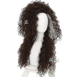 Paryk til Bellatrix Lestrange, Lang Brun Blandet Bølget, Varmebestandig Cosplay Kostume Paryk + Parykhætte-FS-