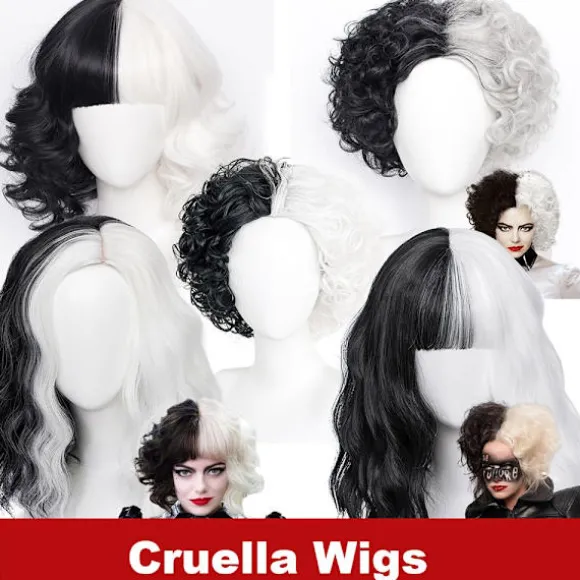 Parykker Cruella De Vil Kuila Cosplay y