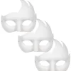 3PC Maske Hvid Maske Blank DIY Halloween Maske Dyr Halv Maske Maskerade