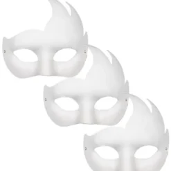 3PC Maske Hvid Maske Blank DIY Halloween Maske Dyr Halv Maske Maskerade