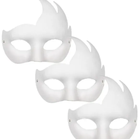 3PC Maske Hvid Maske Blank DIY Halloween Maske Dyr Halv Maske Maskerade