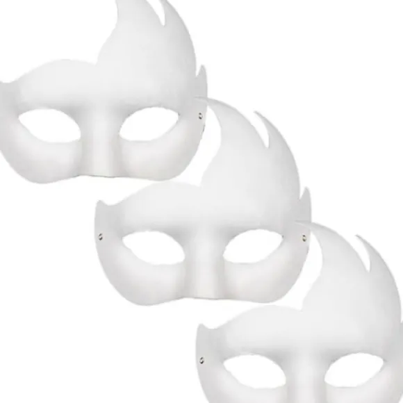 3PC Maske Hvid Maske Blank DIY Halloween Maske Dyr Halv Maske Maskerade