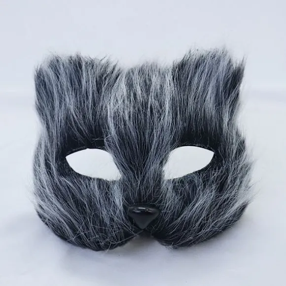 1PC Rævemaske Pels Halv Ansigt Dyr Simuleret Kat Maske Hallowee White