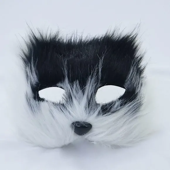 1PC Rævemaske Pels Halv Ansigt Dyr Simuleret Kat Maske Hallowee White