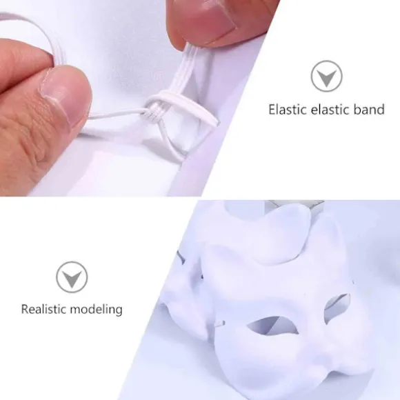 PCS Therian masker Hvid kat masker Glansfuld DIY Halloween maske Dyr, Kat maske