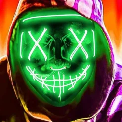 PEEOED Halloween LED skræmmende maske, Halloween dekoration rensningsmaske, 3 forskellige blinkende tilstande til Halloween karneval cosplay kostume og fester | Fyndiq