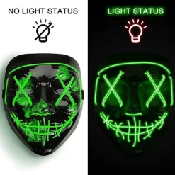 PEEOED Halloween LED skræmmende maske, Halloween dekoration rensningsmaske, 3 forskellige blinkende tilstande til Halloween karneval cosplay kostume og fester | Fyndiq