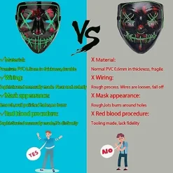 PEEOED Halloween LED skræmmende maske, Halloween dekoration rensningsmaske, 3 forskellige blinkende tilstande til Halloween karneval cosplay kostume og fester | Fyndiq
