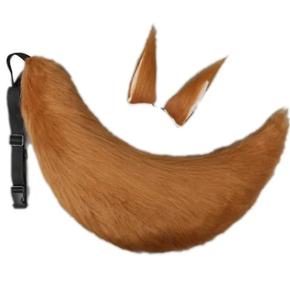 Pels Hovedbeklædning Dyr Ulv Ører Hale Sæt Cosplay Kostume Hår Tilbehør (gul)